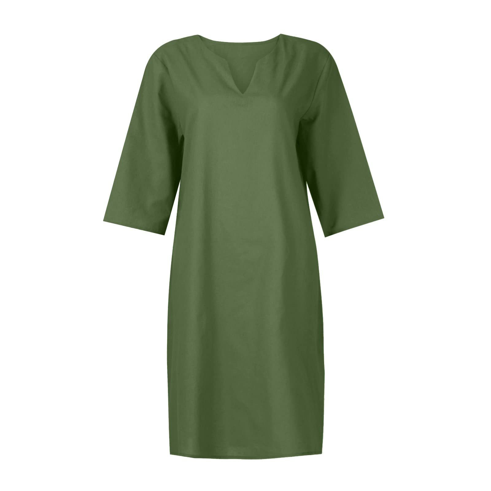 Title 2, Cotton And Linen V-neck Dress Summer Stitching ...