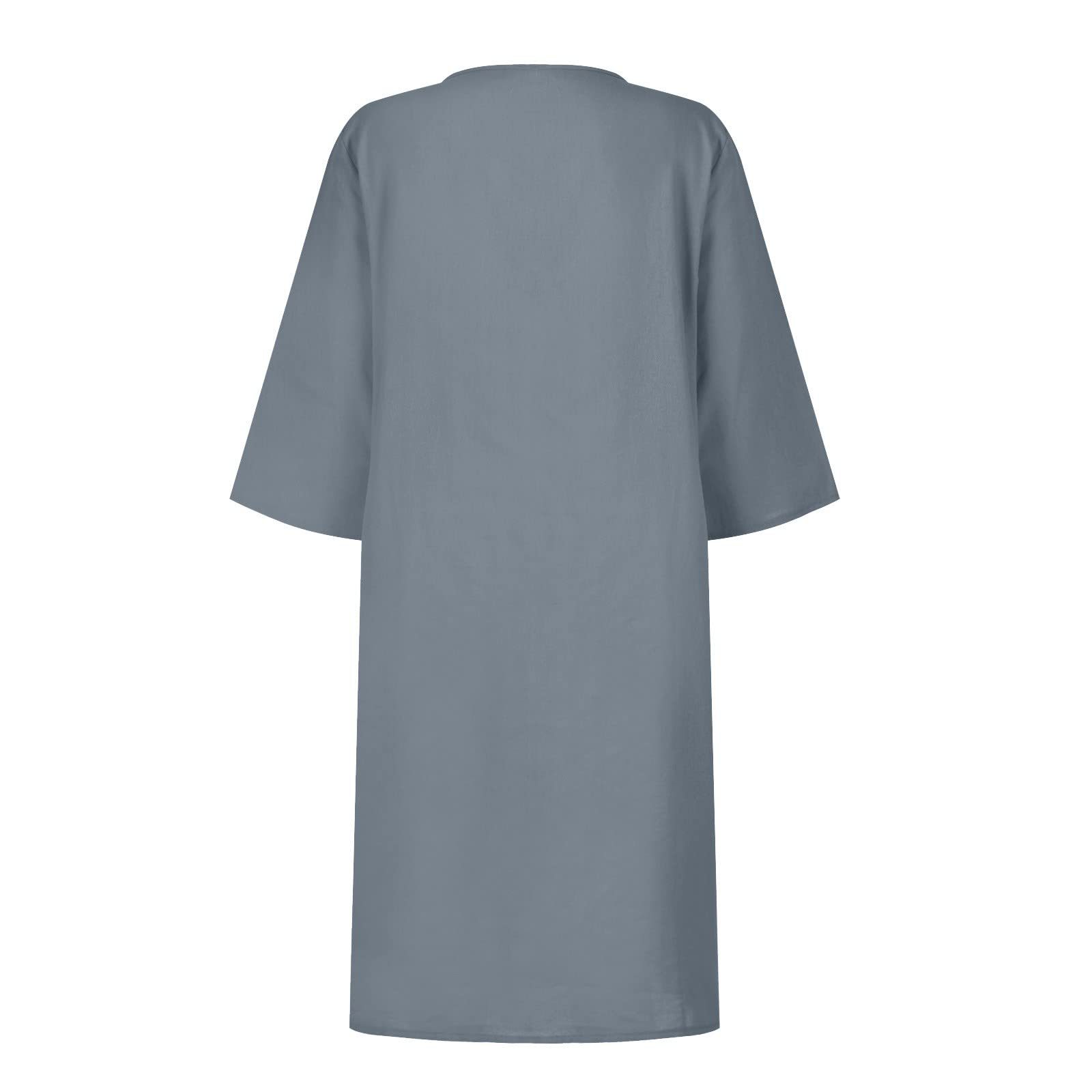 Title 5, Cotton And Linen V-neck Dress Summer Stitching ...