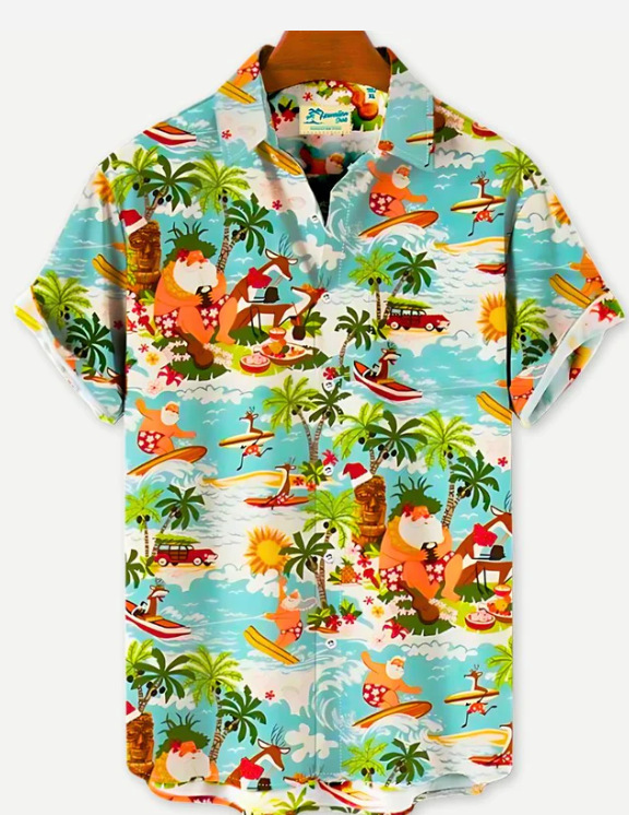 Title 10, Camicia Hawaiana Uomo Estiva Stampata Vacanza M...