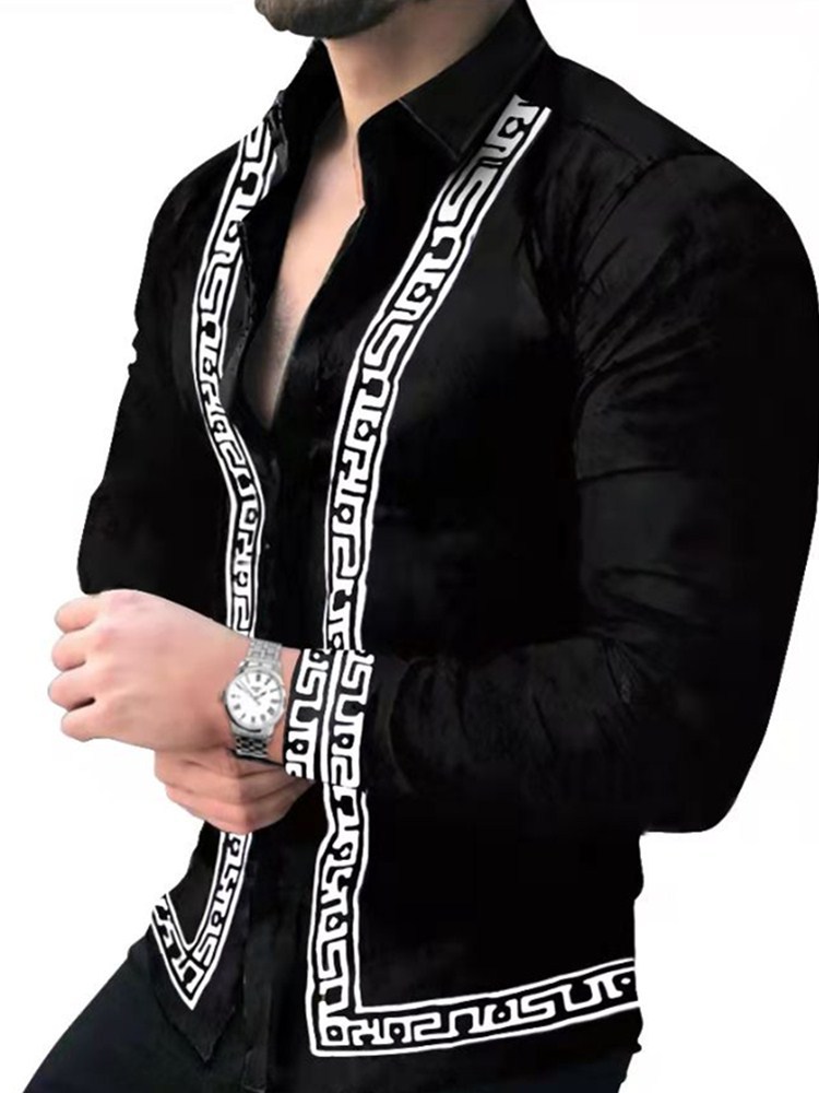 Title 2, Camisa Casual Manga Longa Masculina Estilo Euro...