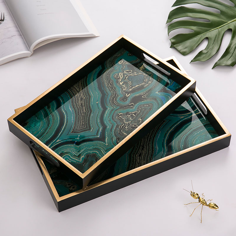 Title 5, Agate stone pattern glass tray