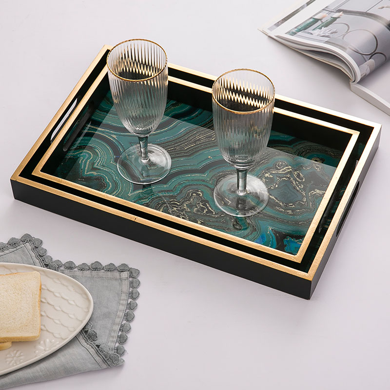 Title 6, Agate stone pattern glass tray