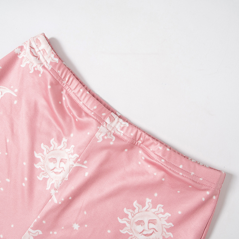 Title 10, Starry Sun Pattern Printed High Waist Flared Pa...