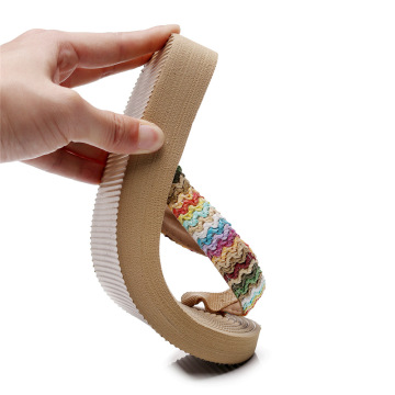 Women's PP Grass Imitation Woven Flip Flops Fashion Outerwear Wedge Beach Flip-flops Sandals