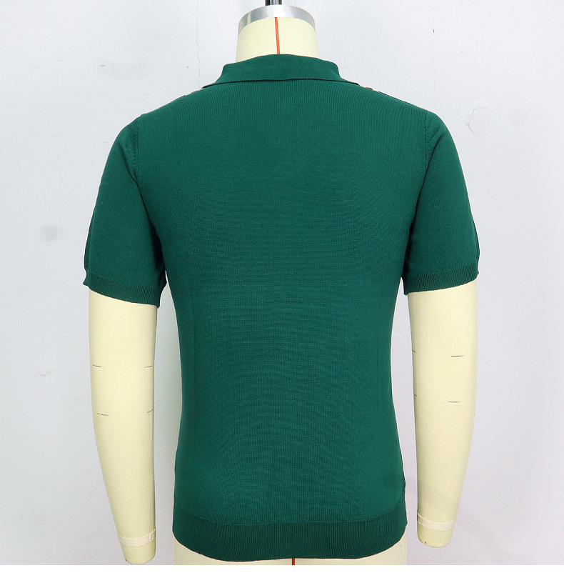 Title 3, Green Striped Short Sleeve Slim Fit Business Sw...