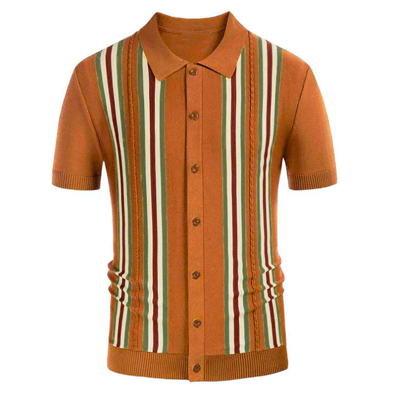 Title 5, Green Striped Short Sleeve Slim Fit Business Sw...