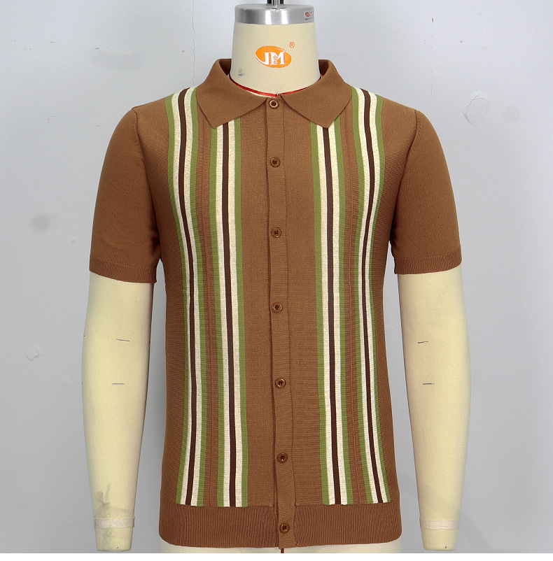 Title 6, Green Striped Short Sleeve Slim Fit Business Sw...