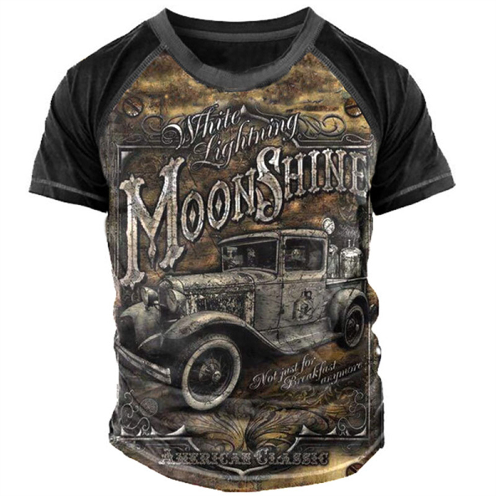 Title 7, Camiseta masculina de moto vintage com impressã...