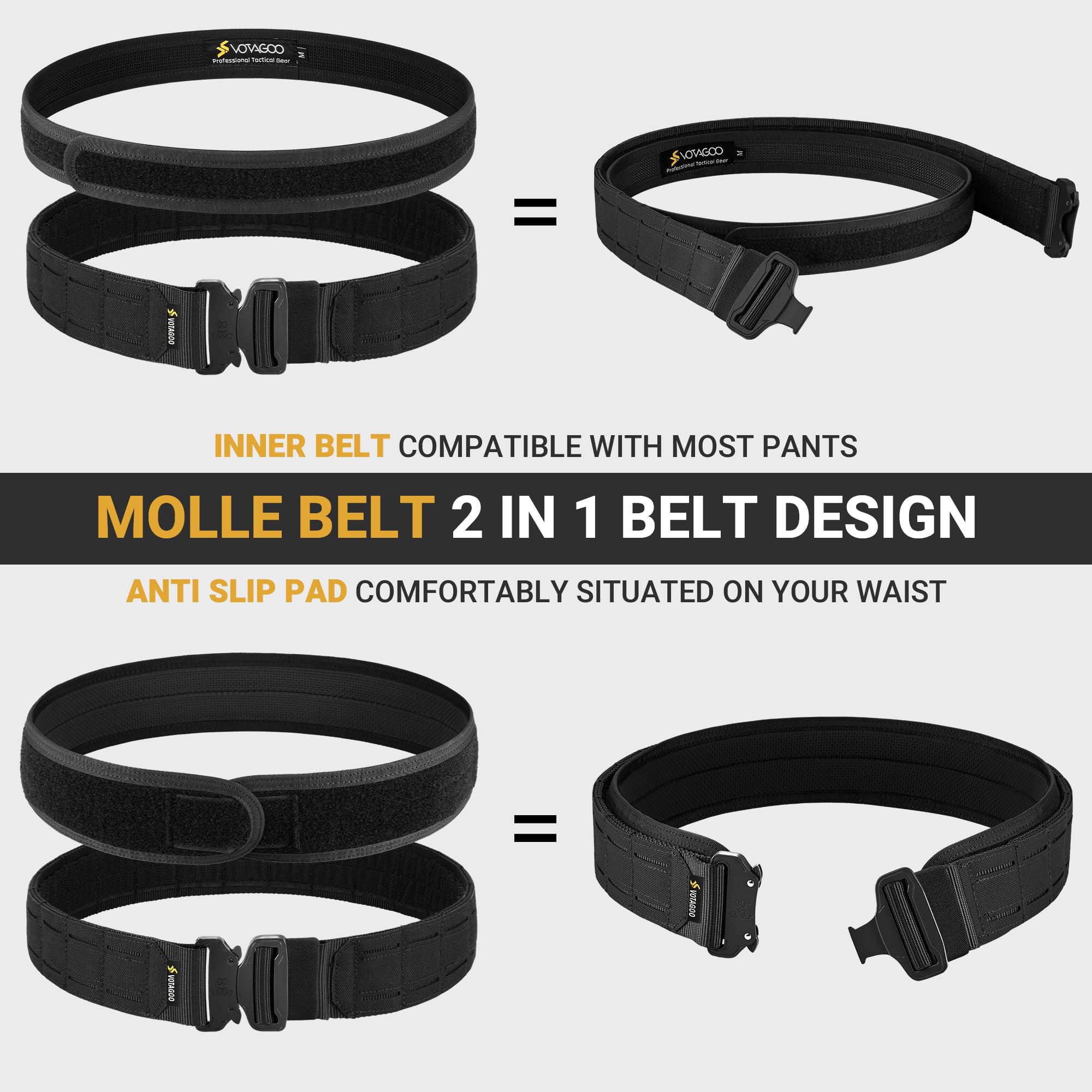 Heavy-duty Tactical Molle Belt with Quick Release Buckle. Genuine Cobra Quick Release Buckle: COBRAare, without equal, the safest, most finely crafted, and strongest load bearing buckles available anywhere. Adjustable and Customizable: This Battle belt ca