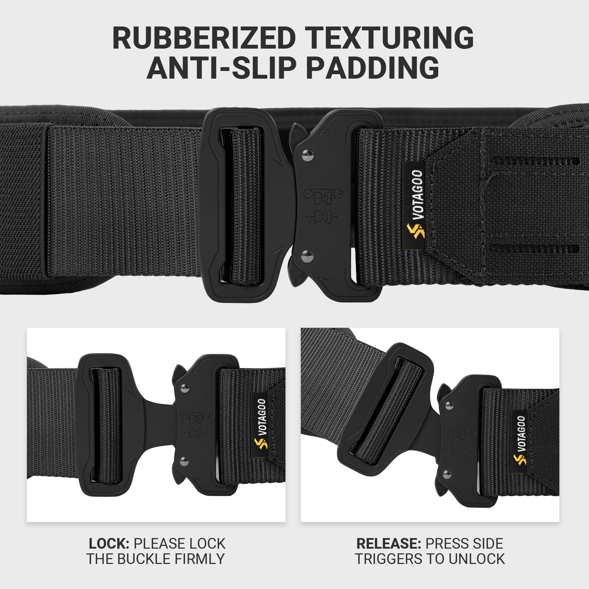 Heavy-duty Tactical Molle Belt with Quick Release Buckle. Genuine Cobra Quick Release Buckle: COBRAare, without equal, the safest, most finely crafted, and strongest load bearing buckles available anywhere. Adjustable and Customizable: This Battle belt ca