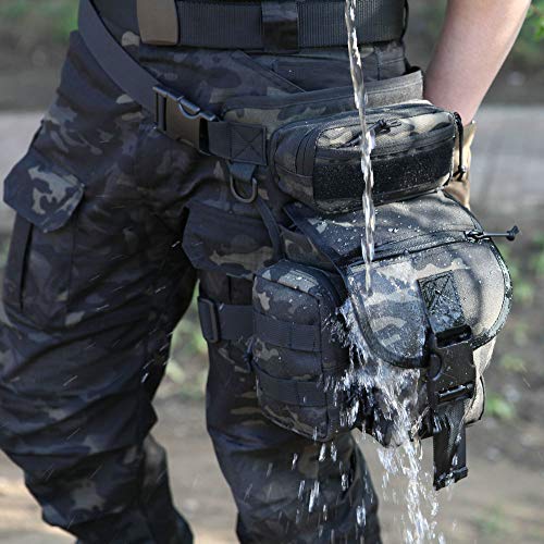 Waterproof Drop Leg Pouch Bag for Outdoor Activities. Nylon lining. ★★ PREMIUM QUALITY: Made of 1050D waterproof material, military-style specifications nylon, scratch-resistant, tear resistant, not easy to fade. ★★ BIG CAPACITY: 8.3