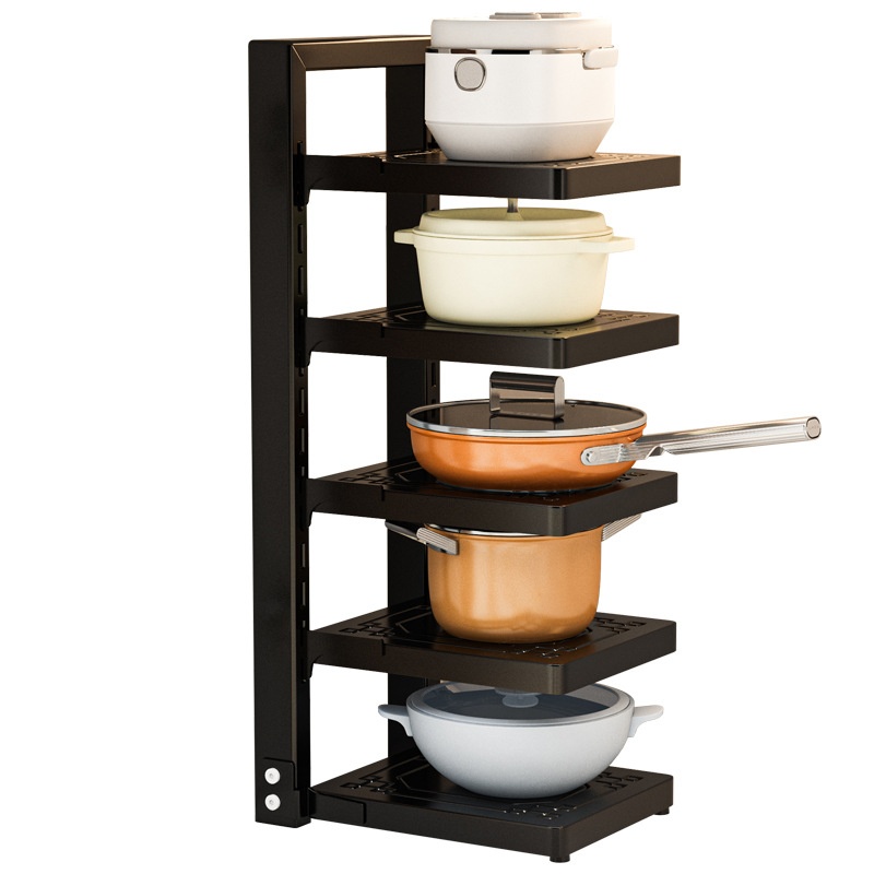 Title 3, Vertical Black Layered Pot Rack Adjustable