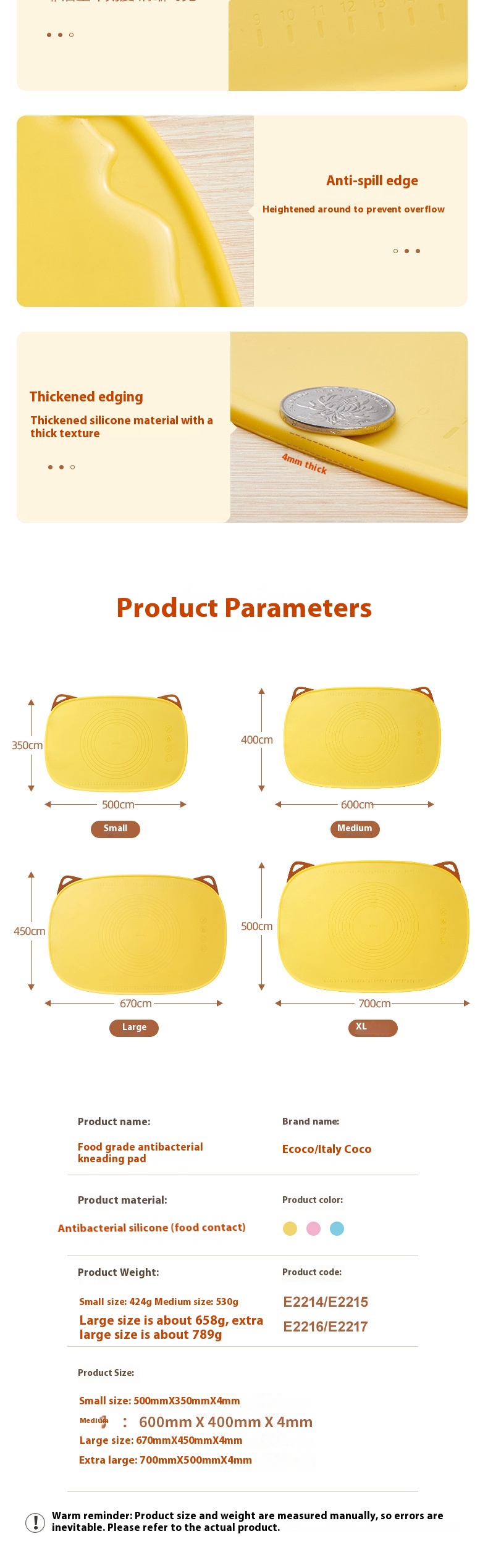 Title 9, Food Grade Household Silicone Dough Panel Mat