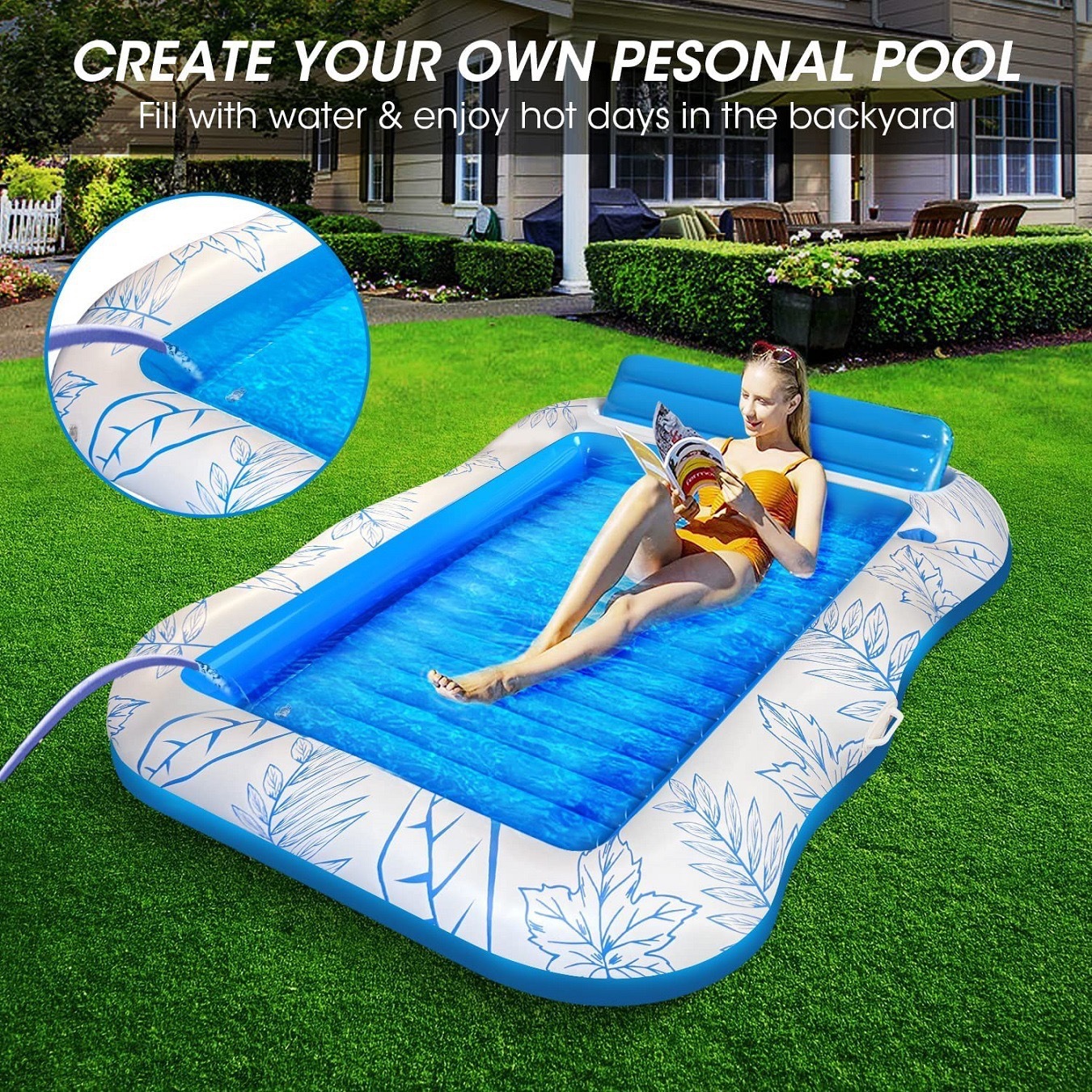 Title 2, Inflatable Swimming Pool Floating Boat Tanned S...