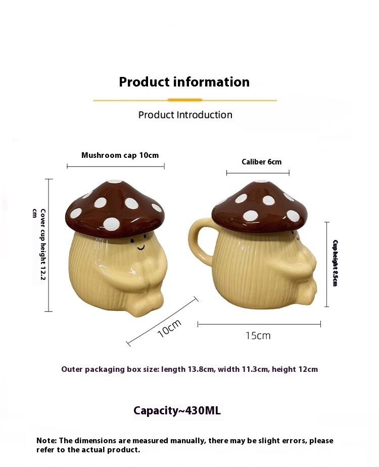 Title 1, Cute Hug Mushroom Ceramic Water Cup With Lid