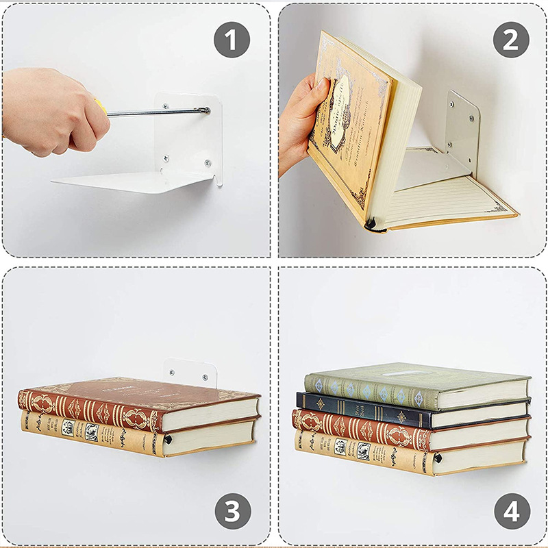 Title 5, Iron Floating Shelf Invisible Wall-mounted Book...