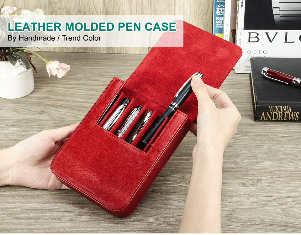 Title 3, Handmade Creative Drawer-style Leather Pen Stor...