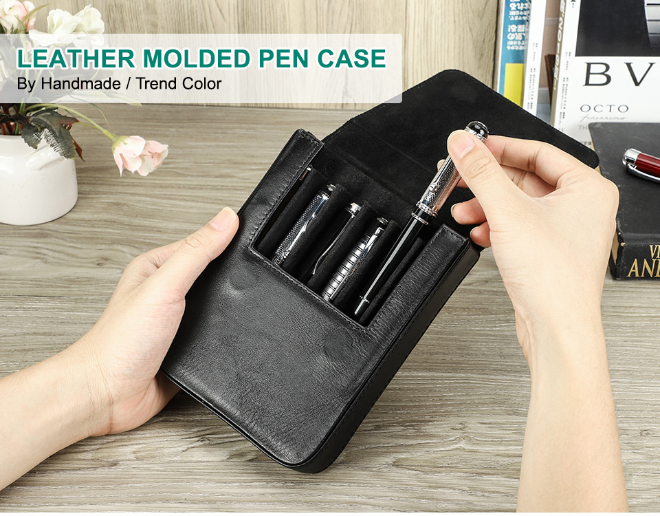 Title 5, Handmade Creative Drawer-style Leather Pen Stor...