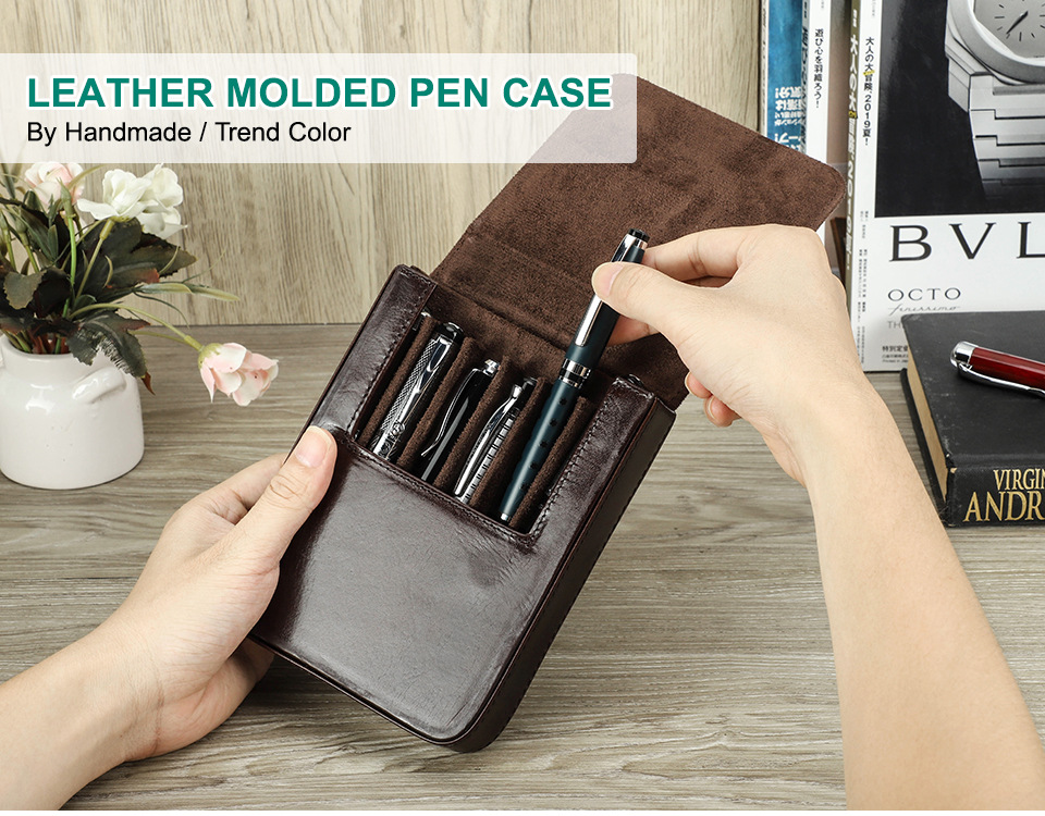 Title 8, Handmade Creative Drawer-style Leather Pen Stor...