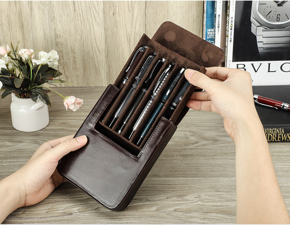 Title 18, Handmade Creative Drawer-style Leather Pen Stor...