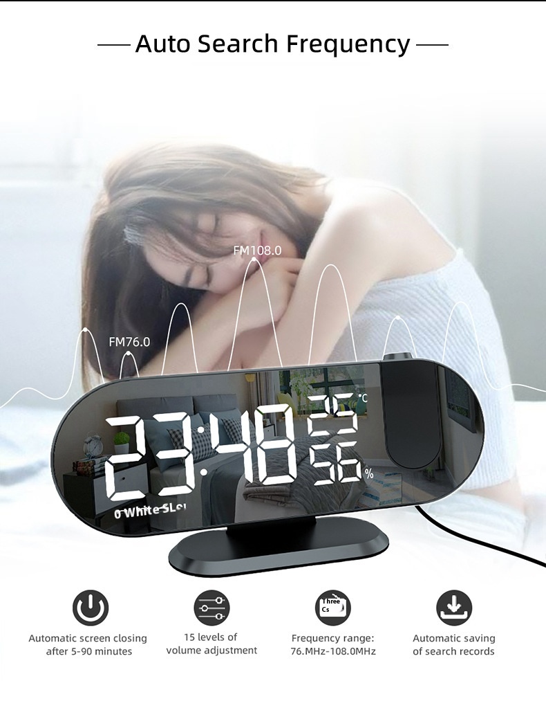 Title 3, Horloge de Projection Radio RVB multifonctionne...