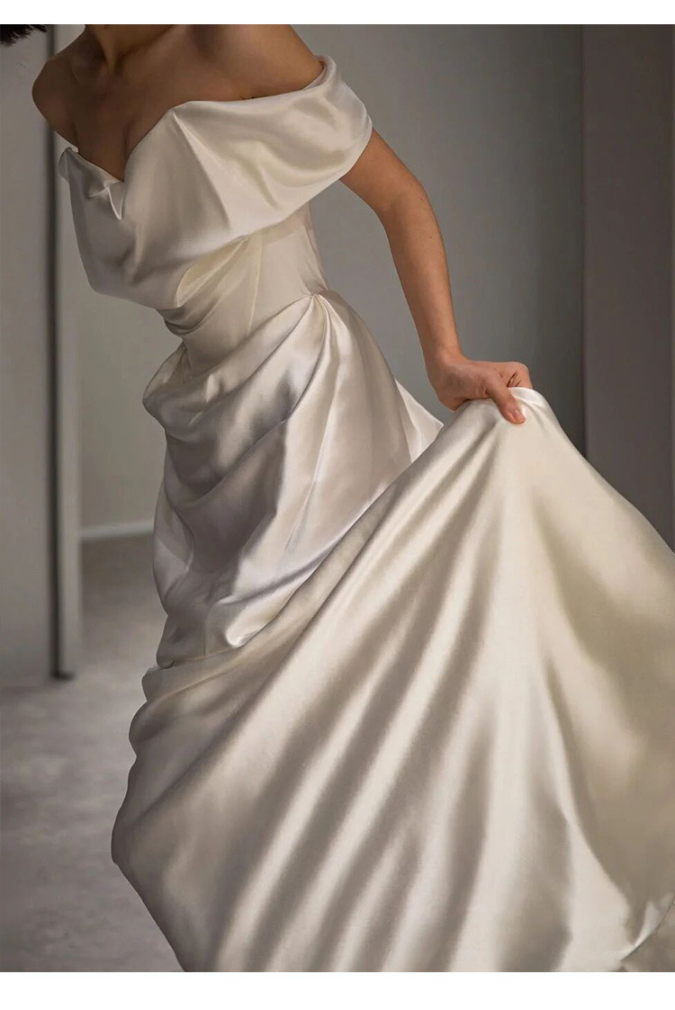 Title 4, French White Off-shoulder Light Wedding Dress. ...