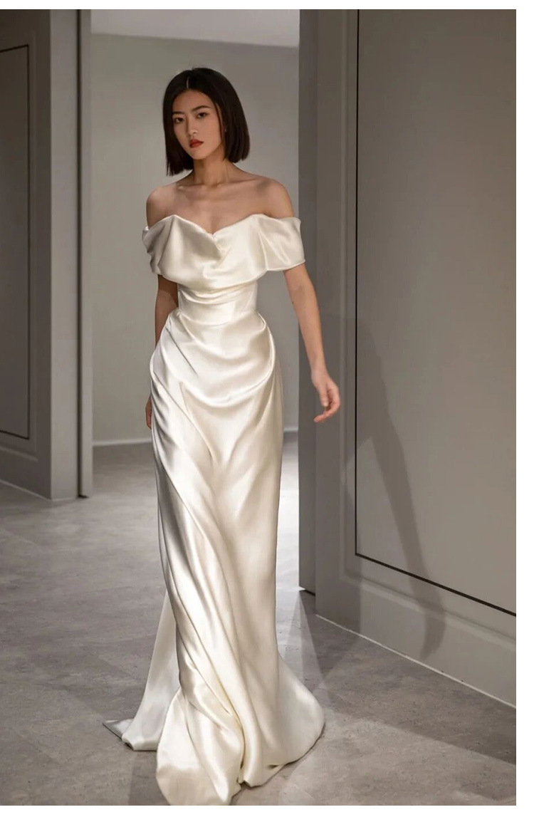 Title 7, French White Off-shoulder Light Wedding Dress. ...