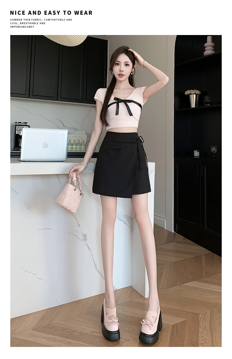 Title 2, Lace-up asymmetric skirt, new Chinese style, pl...