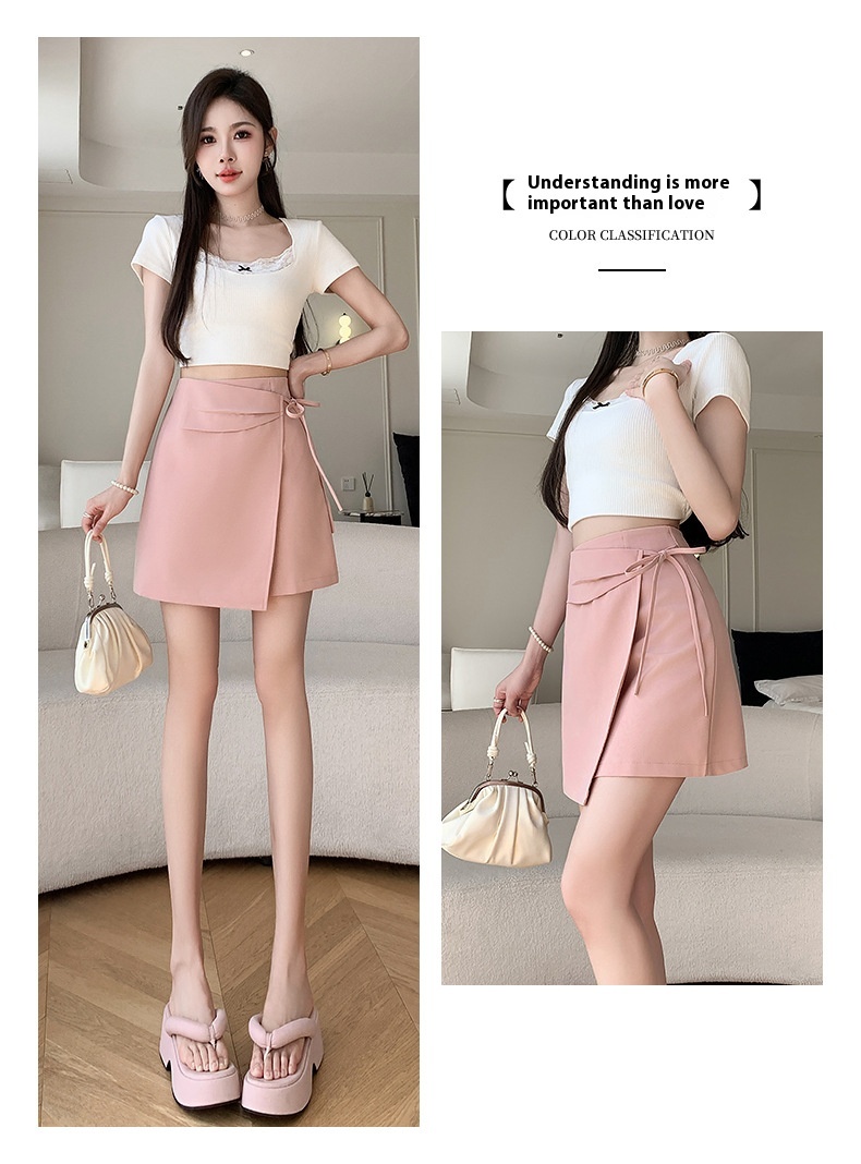 Title 14, Lace-up asymmetric skirt, new Chinese style, pl...