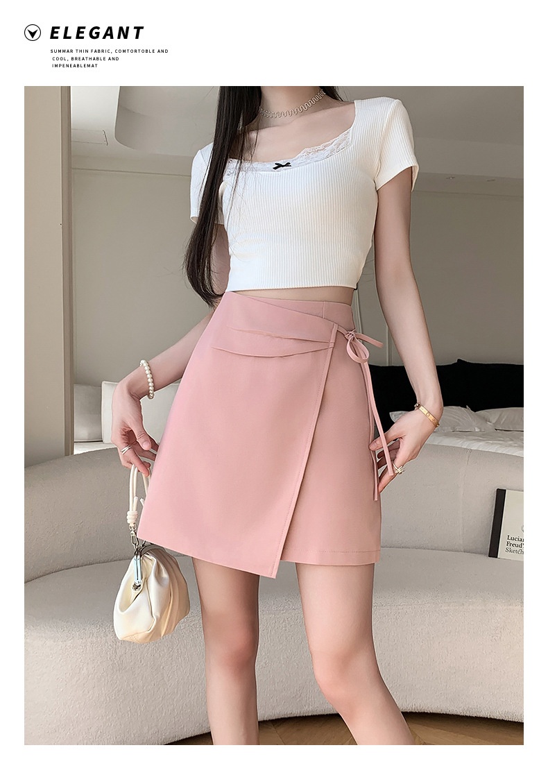 Title 16, Lace-up asymmetric skirt, new Chinese style, pl...