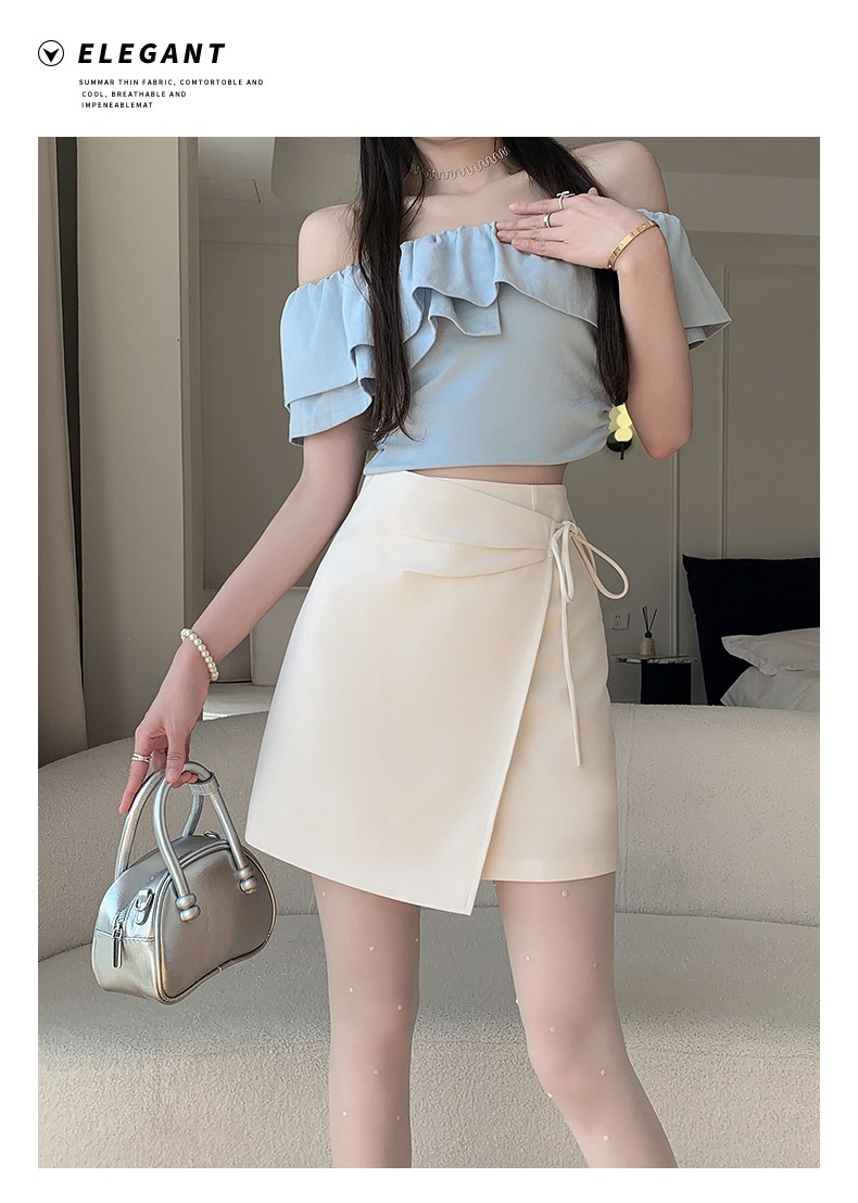 Title 18, Lace-up asymmetric skirt, new Chinese style, pl...