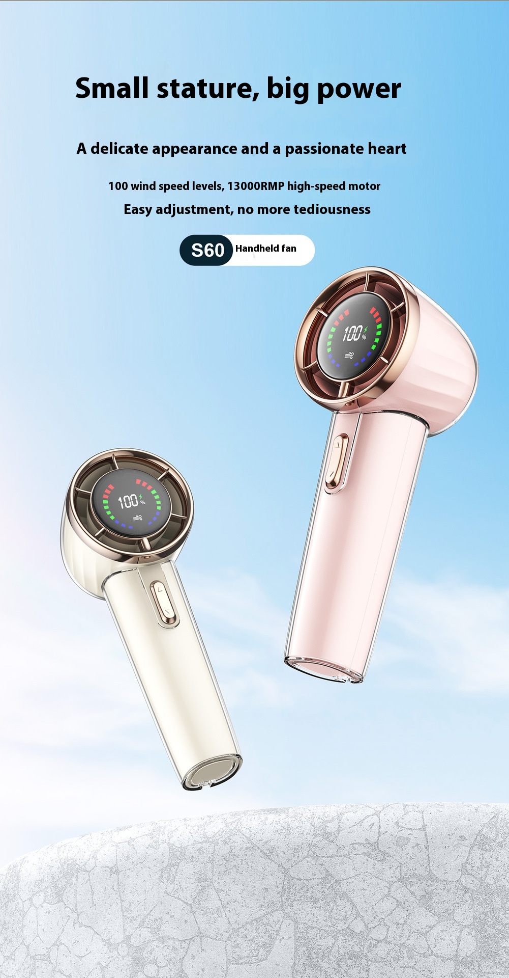 Title 2, New Brushless High Speed Turbine Handheld Fan