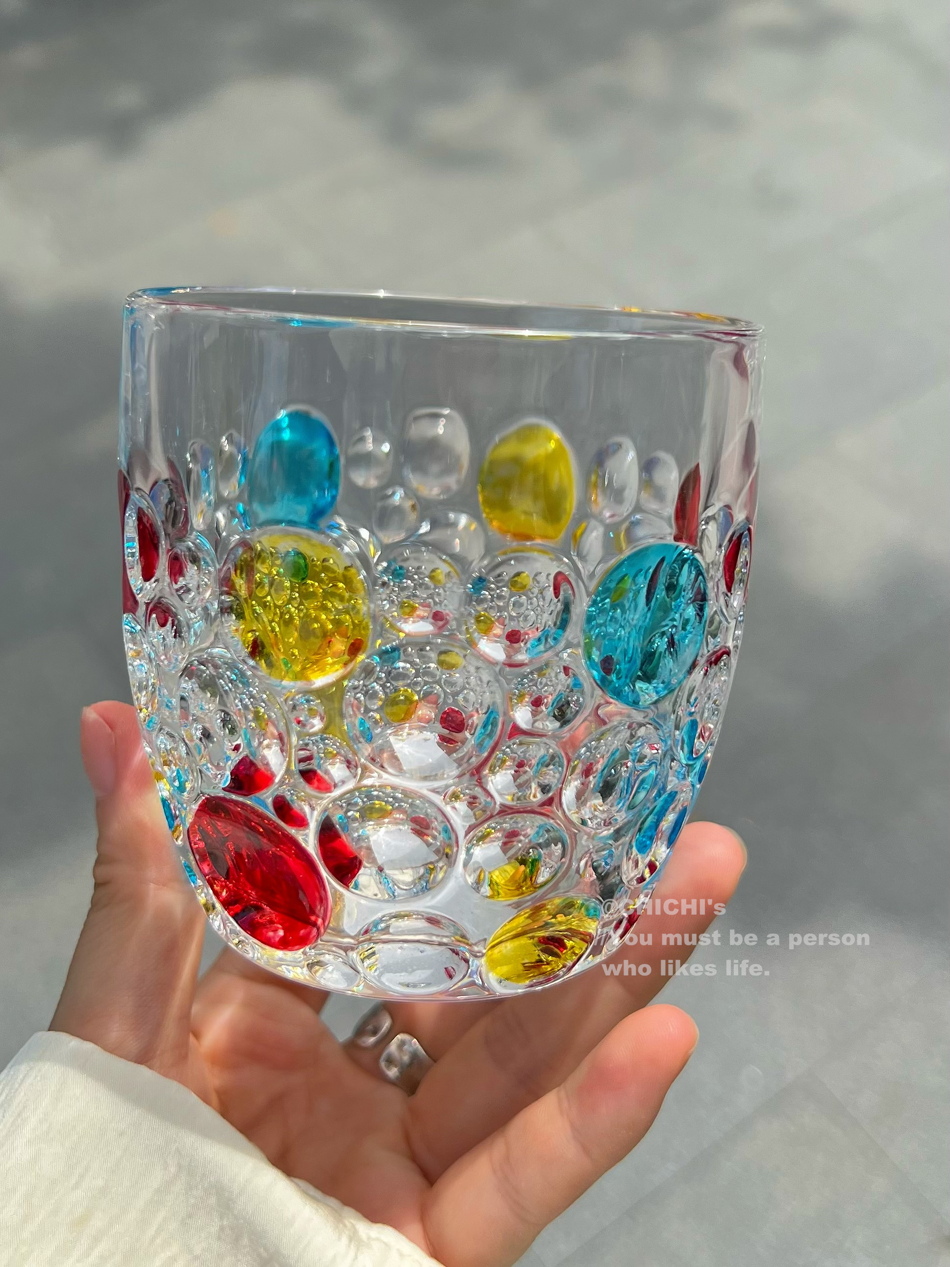 Title 4, Vintage Hand-painted Colored Dot Bubble Glass