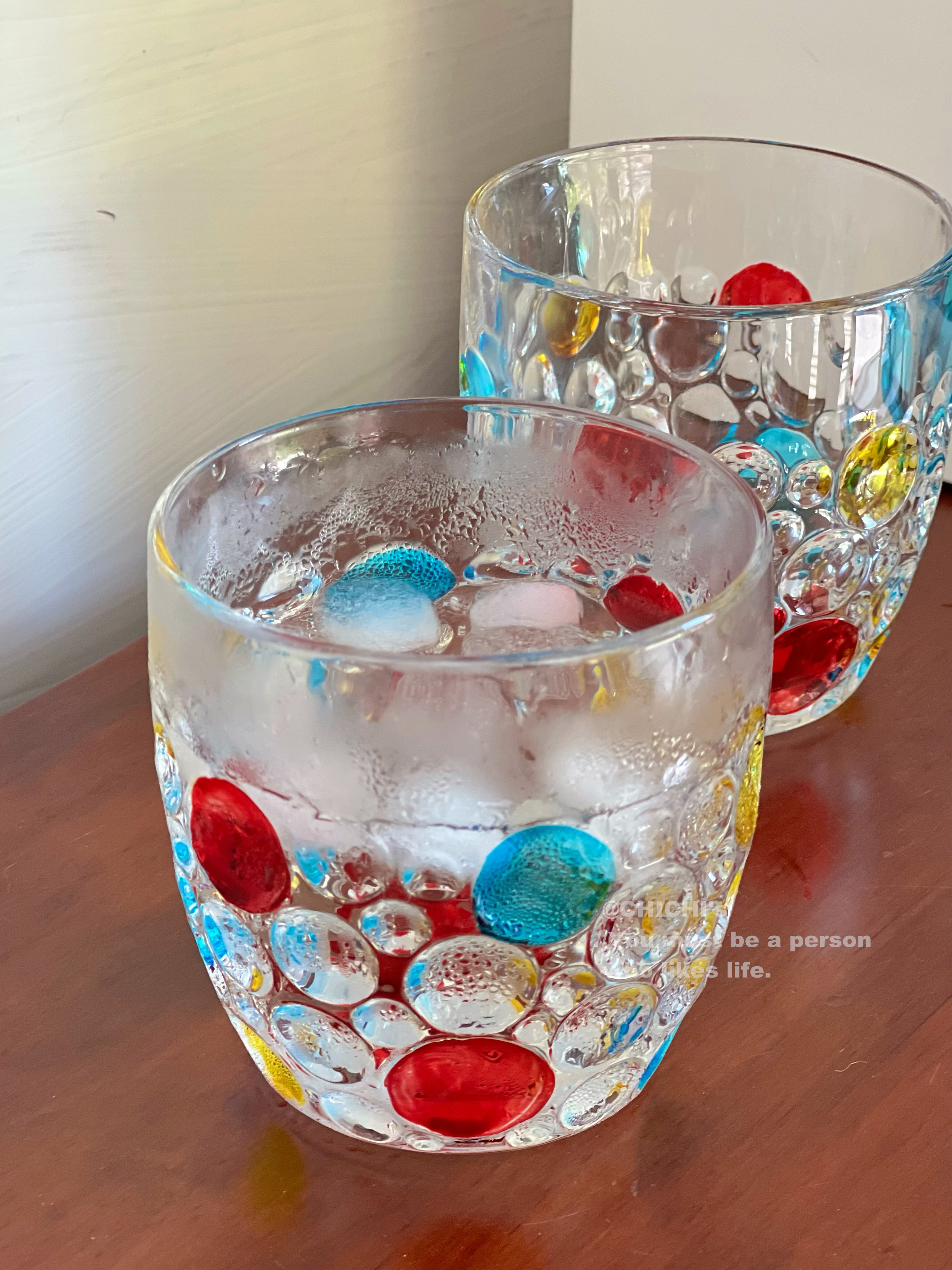 Title 5, Vintage Hand-painted Colored Dot Bubble Glass