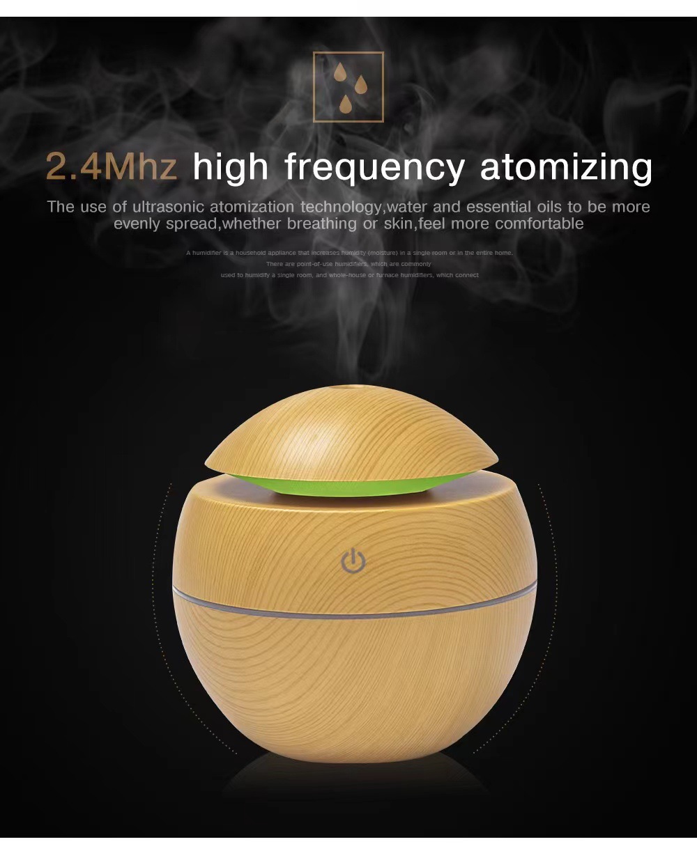 Title 2, USB Wood Grain Mushroom Humidifier Household Mi...