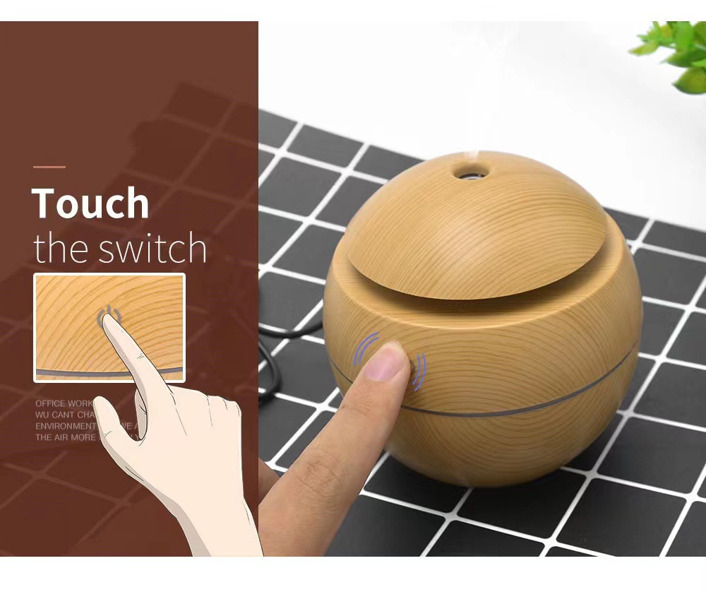 Title 3, USB Wood Grain Mushroom Humidifier Household Mi...