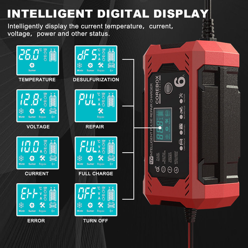 Title 2, 12V6A Smart Storage Battery Charger