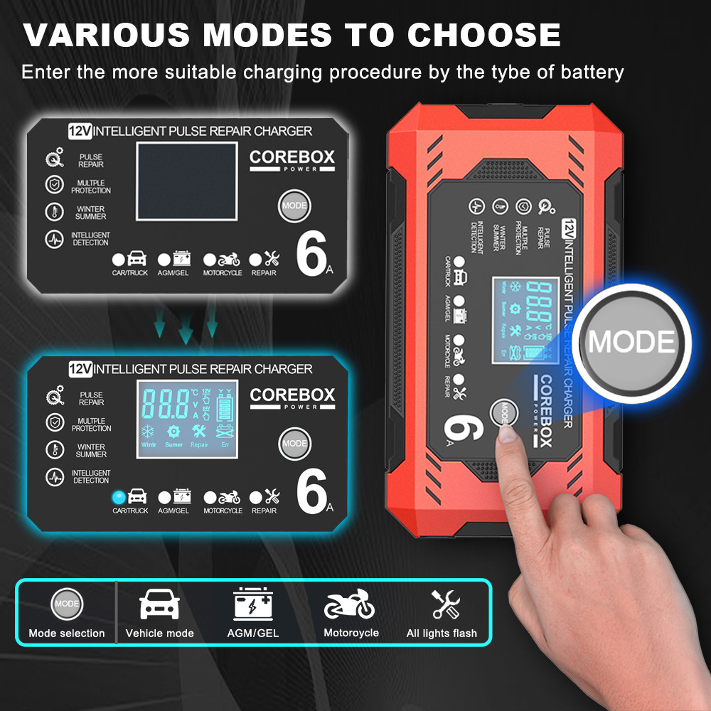 Title 9, 12V6A Smart Storage Battery Charger