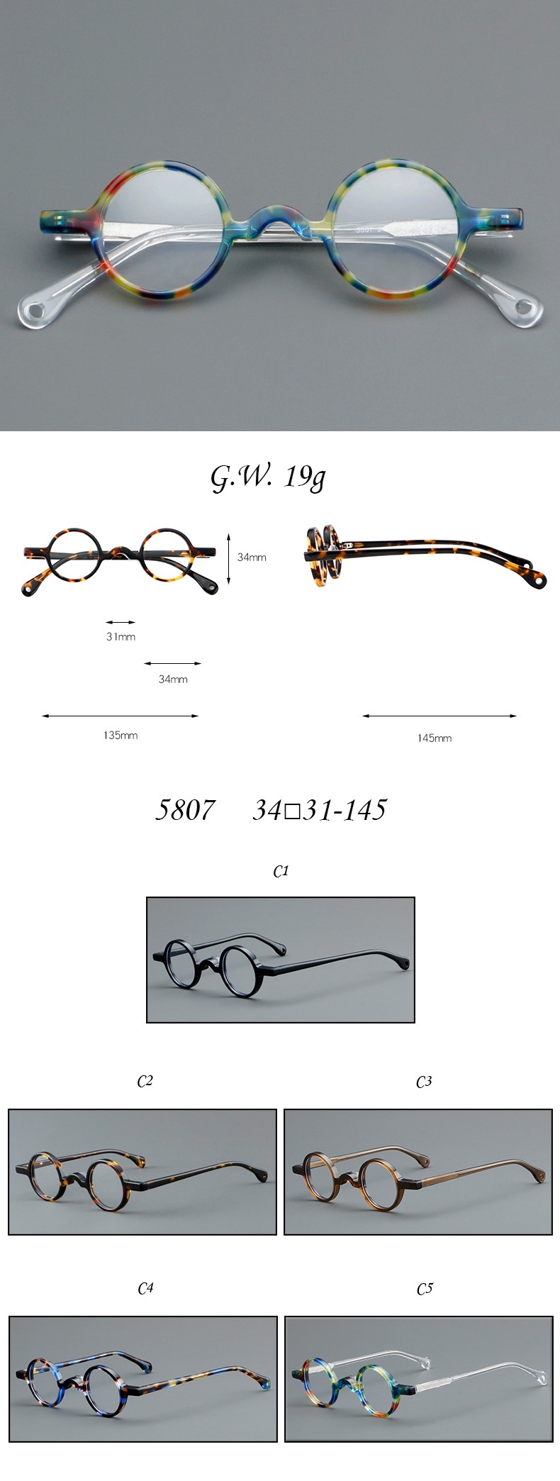 Title 13, Acetate Frames Retro Round Glasses