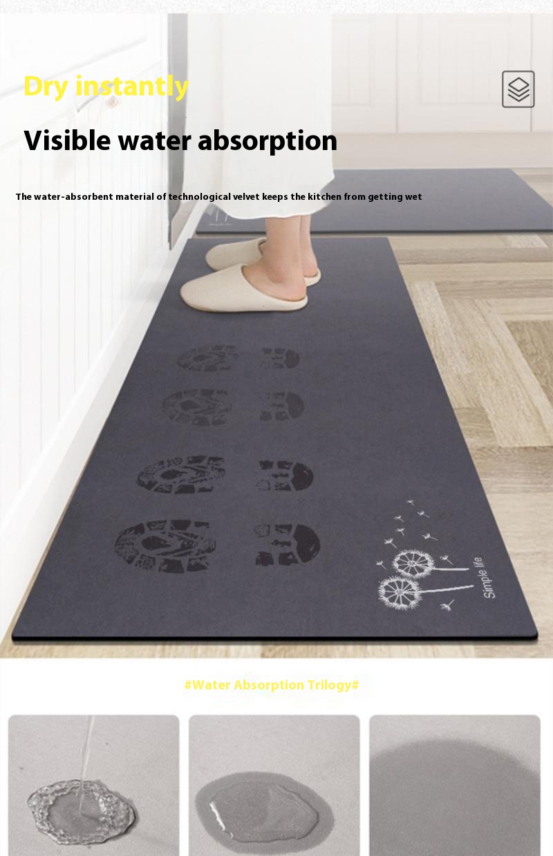 Title 4, Diatom Ooze Kitchen Mat Non-slip Absorbent