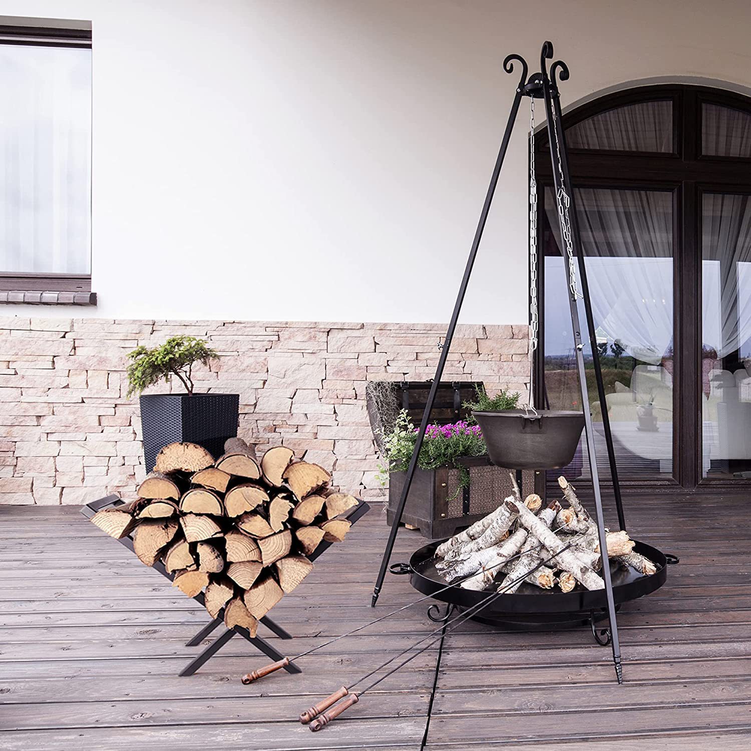 Title 5, New Simple Heavy Duty Firewood Rack Outdoor Ind...