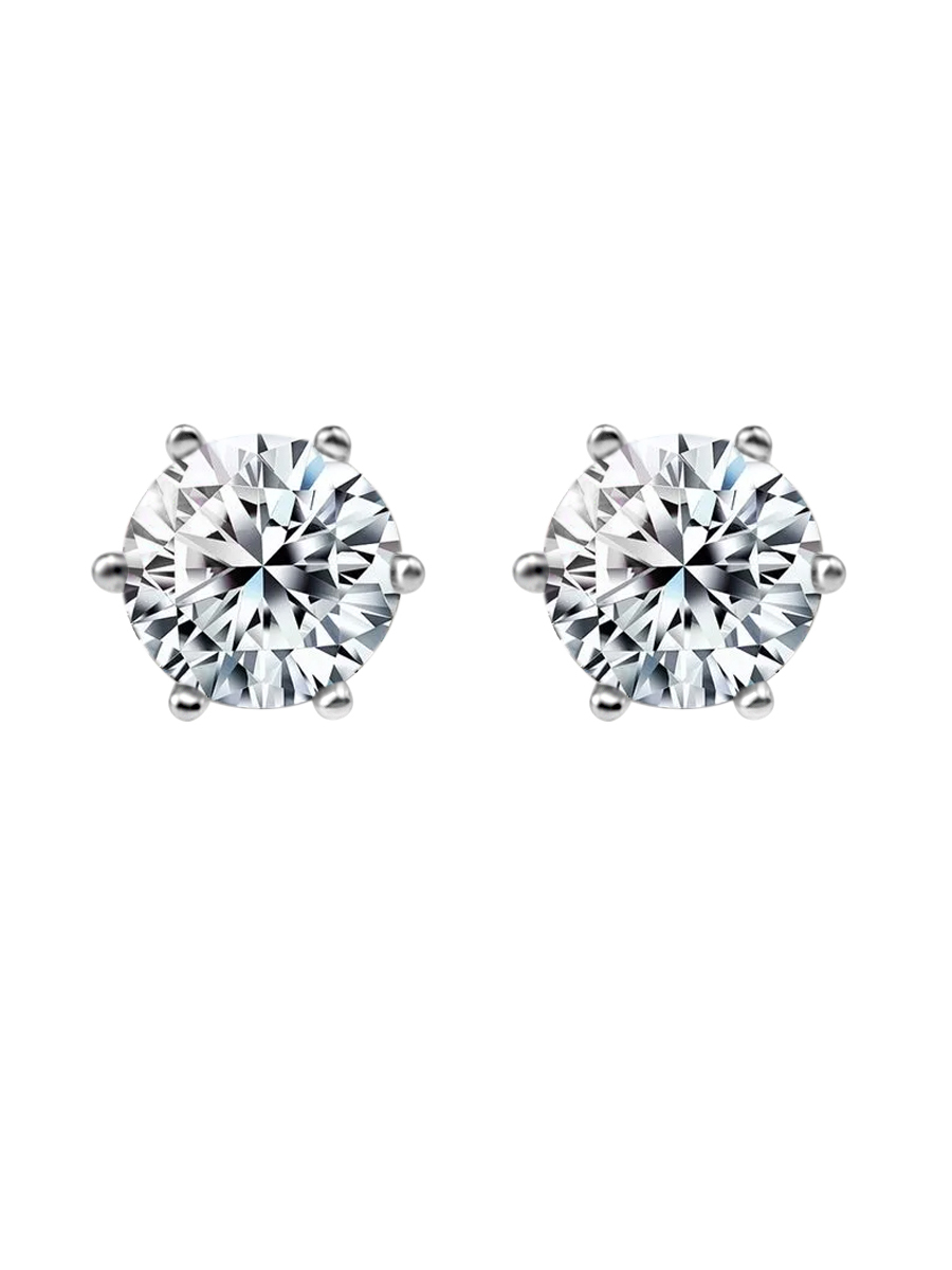 Title 5, Sterling Silver Zircon Stud Earrings Men And Wo...