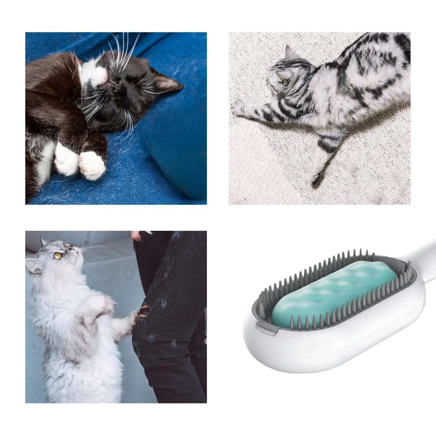 Cat Hair Brush With Water, Sticky Brush For Cats, 4 In-1 Cat Grooming Brush Creative Update Cat Dog Grooming Comb With Water Tank Double-Sided Hair Removal Brush Kitten Pet Supplies Accessories – image 4