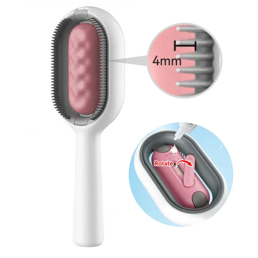 Cat Hair Brush With Water, Sticky Brush For Cats, 4 In-1 Cat Grooming Brush Creative Update Cat Dog Grooming Comb With Water Tank Double-Sided Hair Removal Brush Kitten Pet Supplies Accessories – image 6