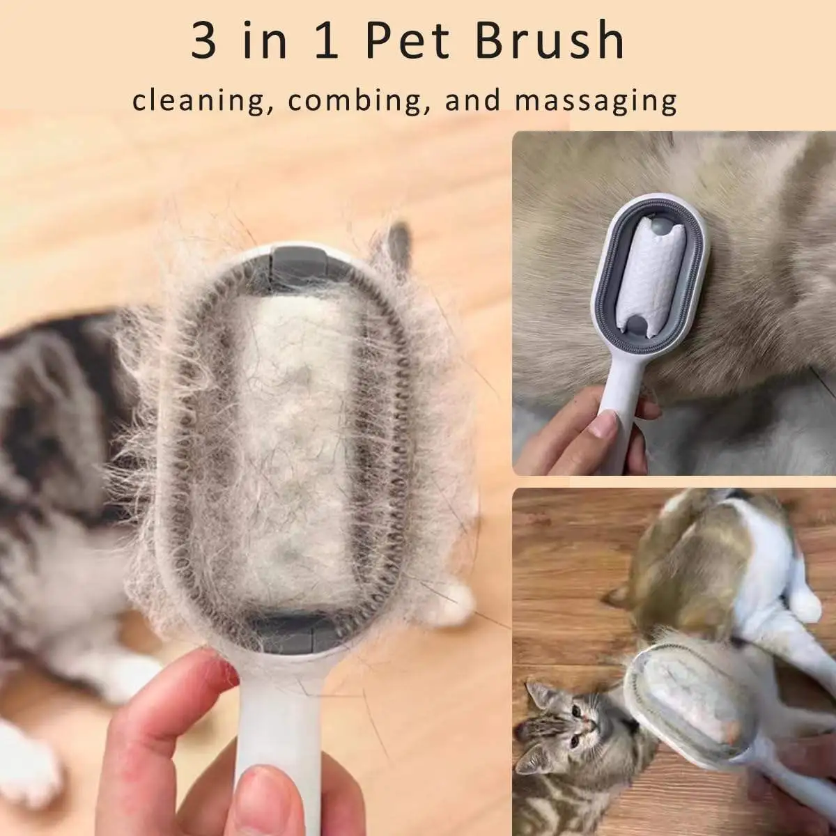 Cat Hair Brush With Water, Sticky Brush For Cats, 4 In-1 Cat Grooming Brush Creative Update Cat Dog Grooming Comb With Water Tank Double-Sided Hair Removal Brush Kitten Pet Supplies Accessories – image 9