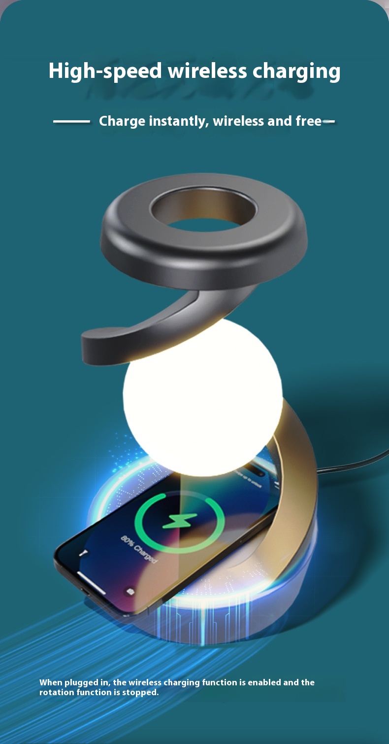 Rotating Moon Desk Lamp with Sensor Control & Wireless Charger | Shop Now on CyberRigStore.com