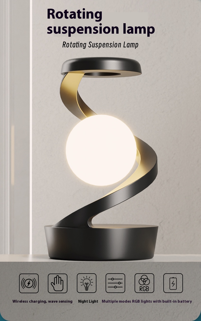 Rotating Moon Desk Lamp with Sensor Control & Wireless Charger | Shop Now on CyberRigStore.com