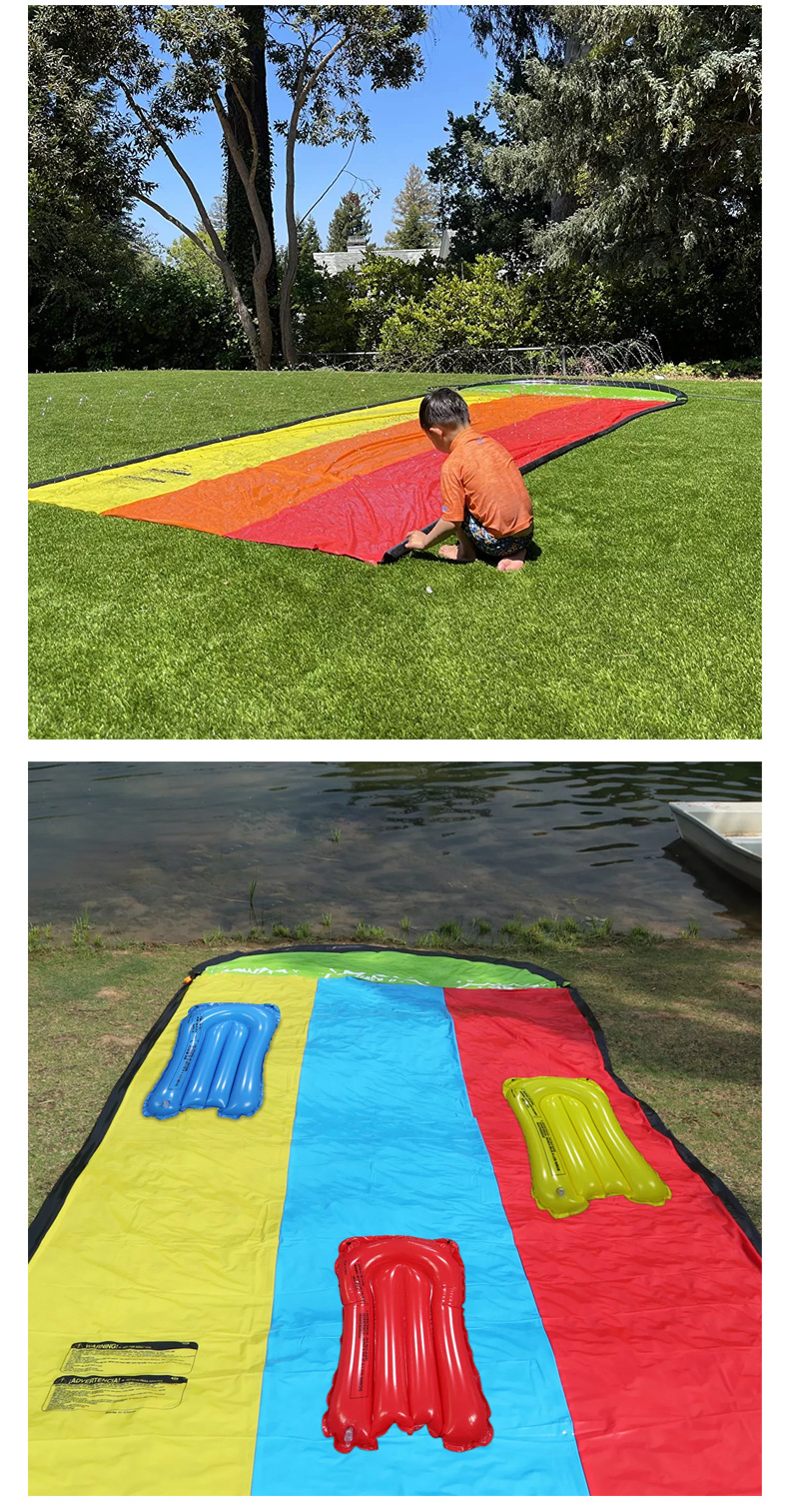 Title 6, Childrens Lawn Double Water Slide Inflatable W...