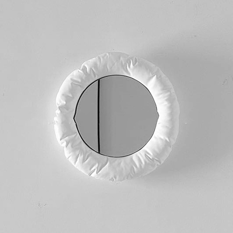 Title 2, Fabric Round Wall-mounted Decorative Mirror Orn...