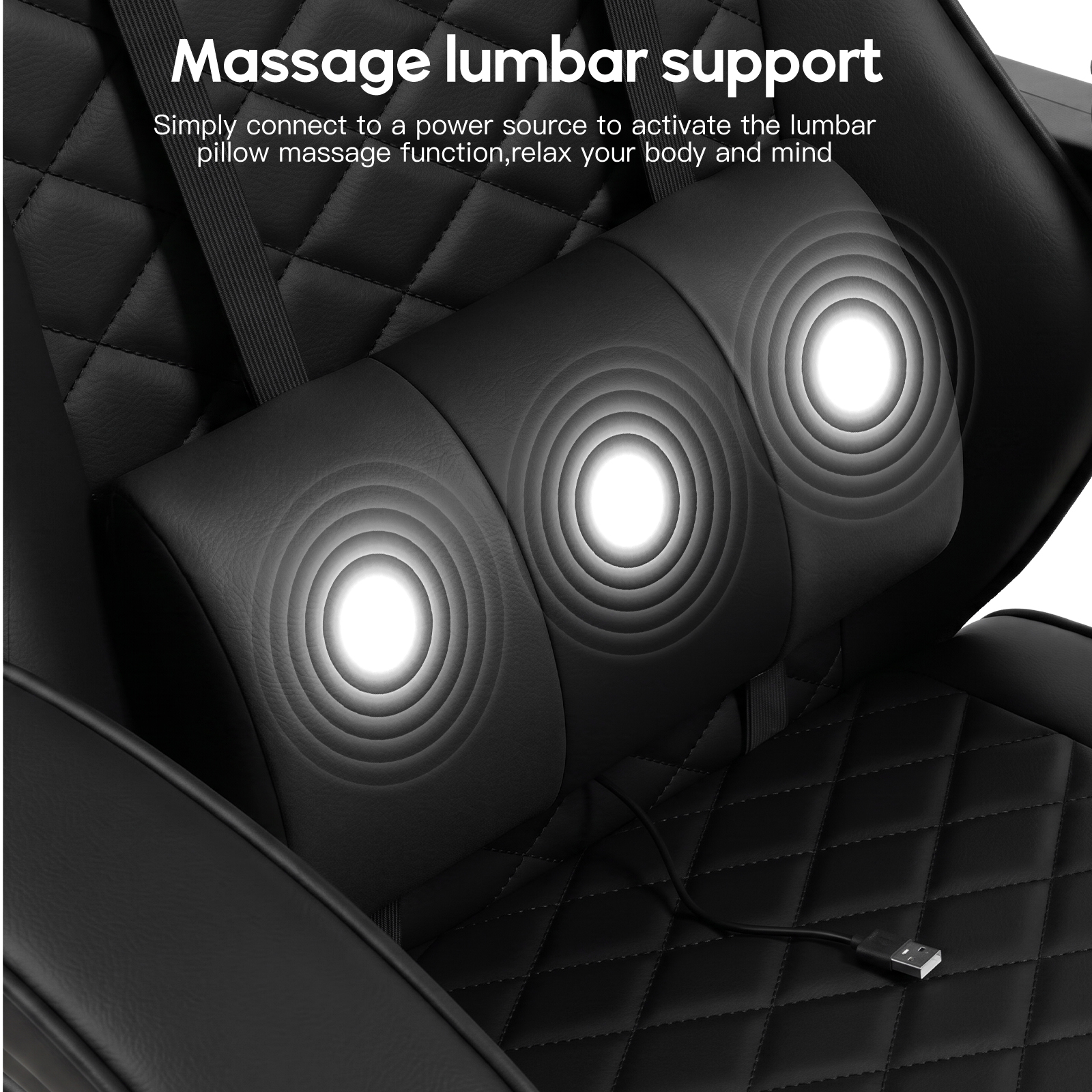 Racing Style Gaming Chair With Footrest,PU Leather,Massage Lumbar — image 3
